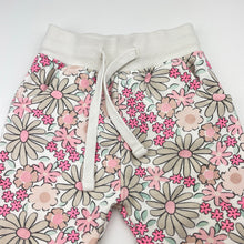 Load image into Gallery viewer, Girls Baby Berry, floral fleece-lined track pants, elasticated, EUC, size 0,  