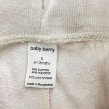 Load image into Gallery viewer, Girls Baby Berry, floral fleece-lined track pants, elasticated, EUC, size 0,  