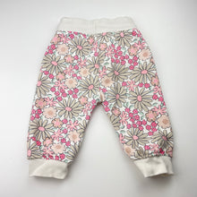 Load image into Gallery viewer, Girls Baby Berry, floral fleece-lined track pants, elasticated, EUC, size 0,  