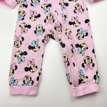 Load image into Gallery viewer, Girls Disney, Minnie Mouse stretchy zip romper, GUC, size 0,  