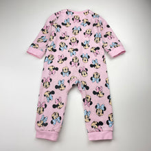 Load image into Gallery viewer, Girls Disney, Minnie Mouse stretchy zip romper, GUC, size 0,  