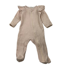 Load image into Gallery viewer, Girls INDIGO DREAMS, ribbed ruffle zip coverall / romper, EUC, size 000,  