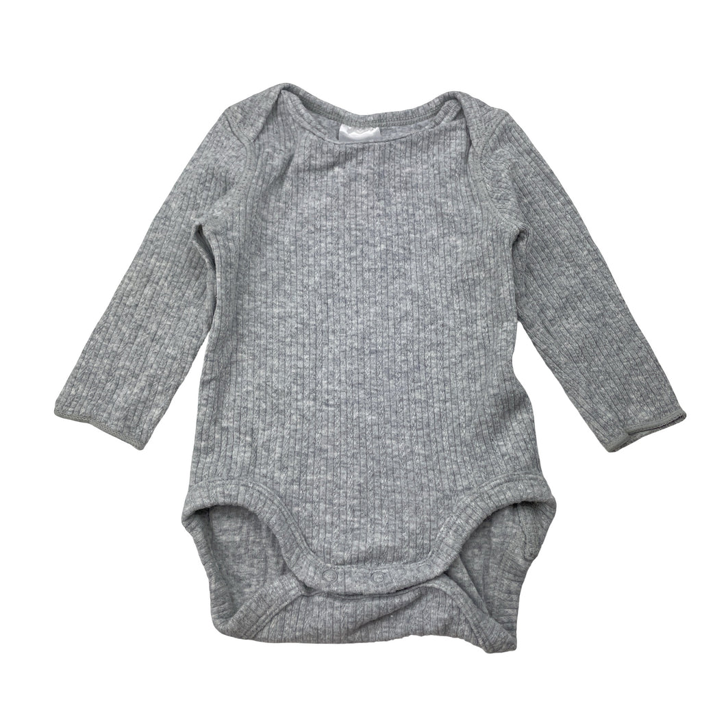 Unisex BONDS, grey stretchy bodysuit / romper, EUC, size 000,  