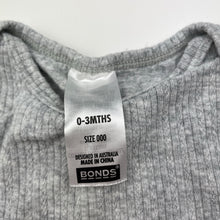 Load image into Gallery viewer, Unisex BONDS, grey stretchy bodysuit / romper, EUC, size 000,  