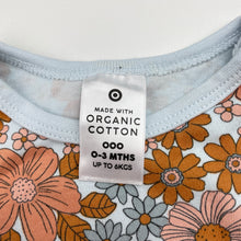 Load image into Gallery viewer, Girls Target, floral organic cotton bodysuit / romper, EUC, size 0000,  