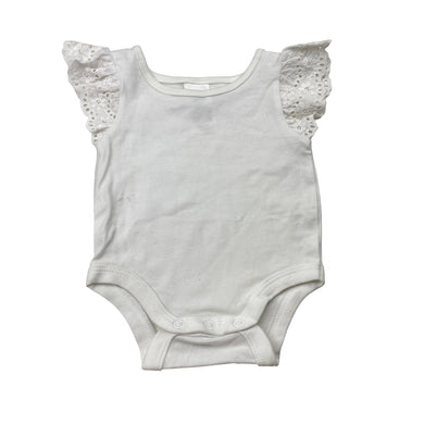 Girls Dymples, broderie trim bodysuit / romper, EUC, size 0000,  