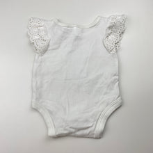 Load image into Gallery viewer, Girls Dymples, broderie trim bodysuit / romper, EUC, size 0000,  