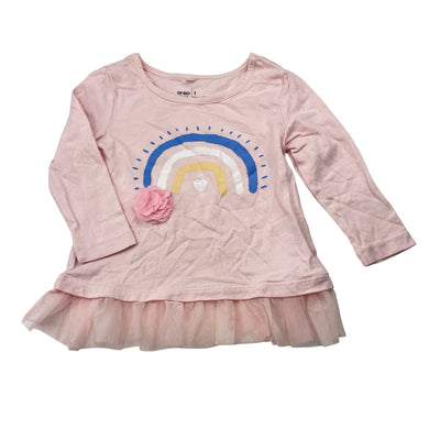 Girls Anko, tulle trim cotton long sleeve top, EUC, size 1,  