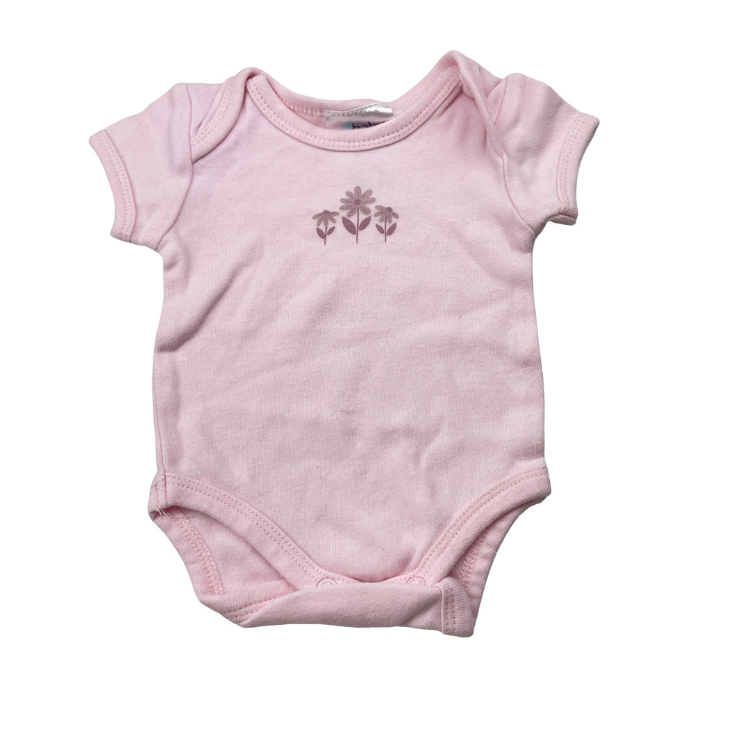 Girls 4Baby, pink cotton bodysuit / romper, EUC, size 0000,  