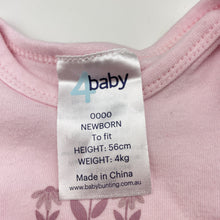 Load image into Gallery viewer, Girls 4Baby, pink cotton bodysuit / romper, EUC, size 0000,  
