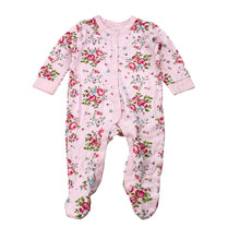 Load image into Gallery viewer, Girls Rock a Bye Baby, floral cotton coverall / romper, EUC, size 000,  