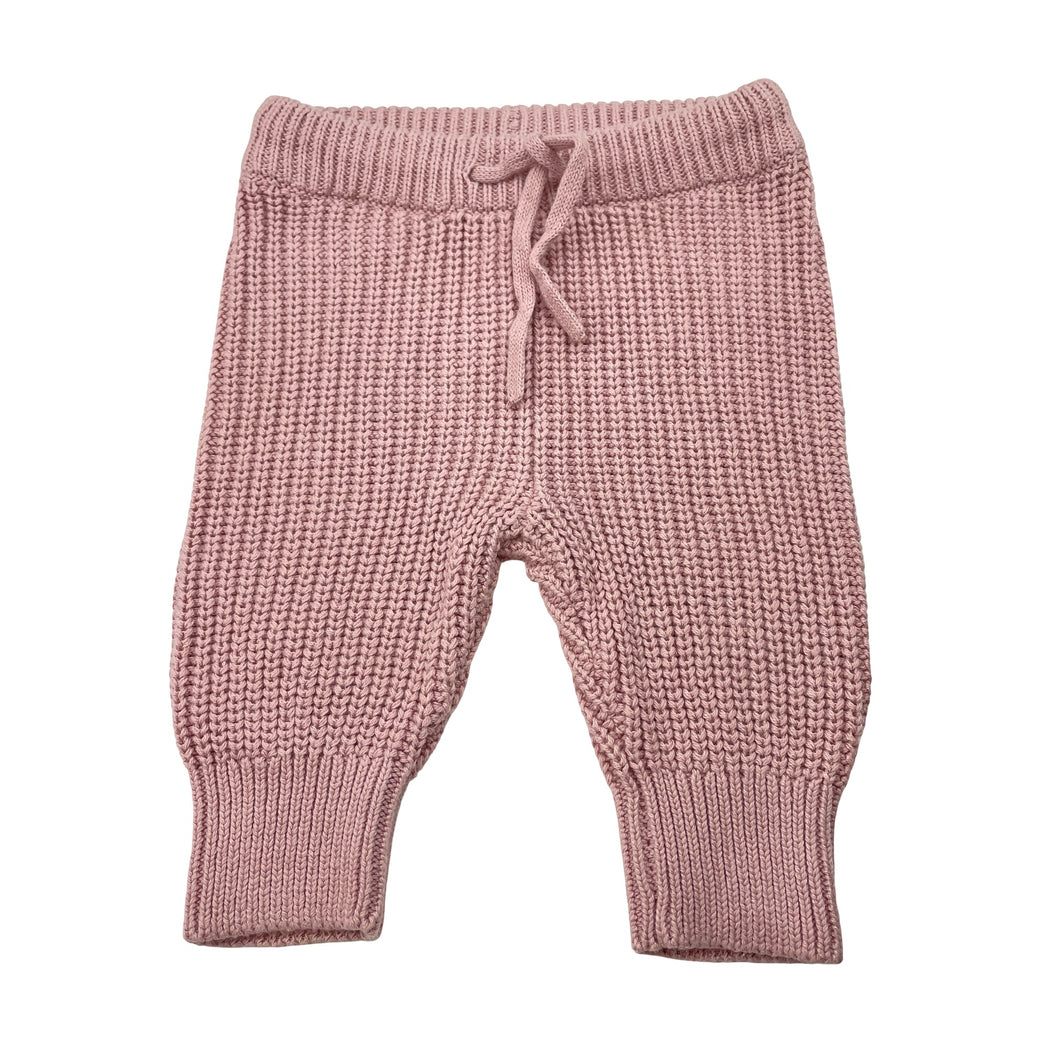 Girls Baby Berry, chunky knit cotton pants / bottoms, elasticated, EUC, size 0000,  