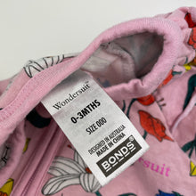 Load image into Gallery viewer, Girls BONDS, floral zip Wondersuit / zippy / romper, FUC, size 000,  