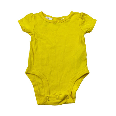 Girls Carter's, yellow cotton bodysuit / romper, EUC, size 000,  