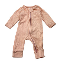 Load image into Gallery viewer, Girls Target, organic pointelle cotton zip romper, EUC, size 00000,  