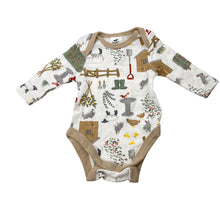Load image into Gallery viewer, Unisex Dymples, cotton bodysuit / romper, farmyard, EUC, size 00000,  