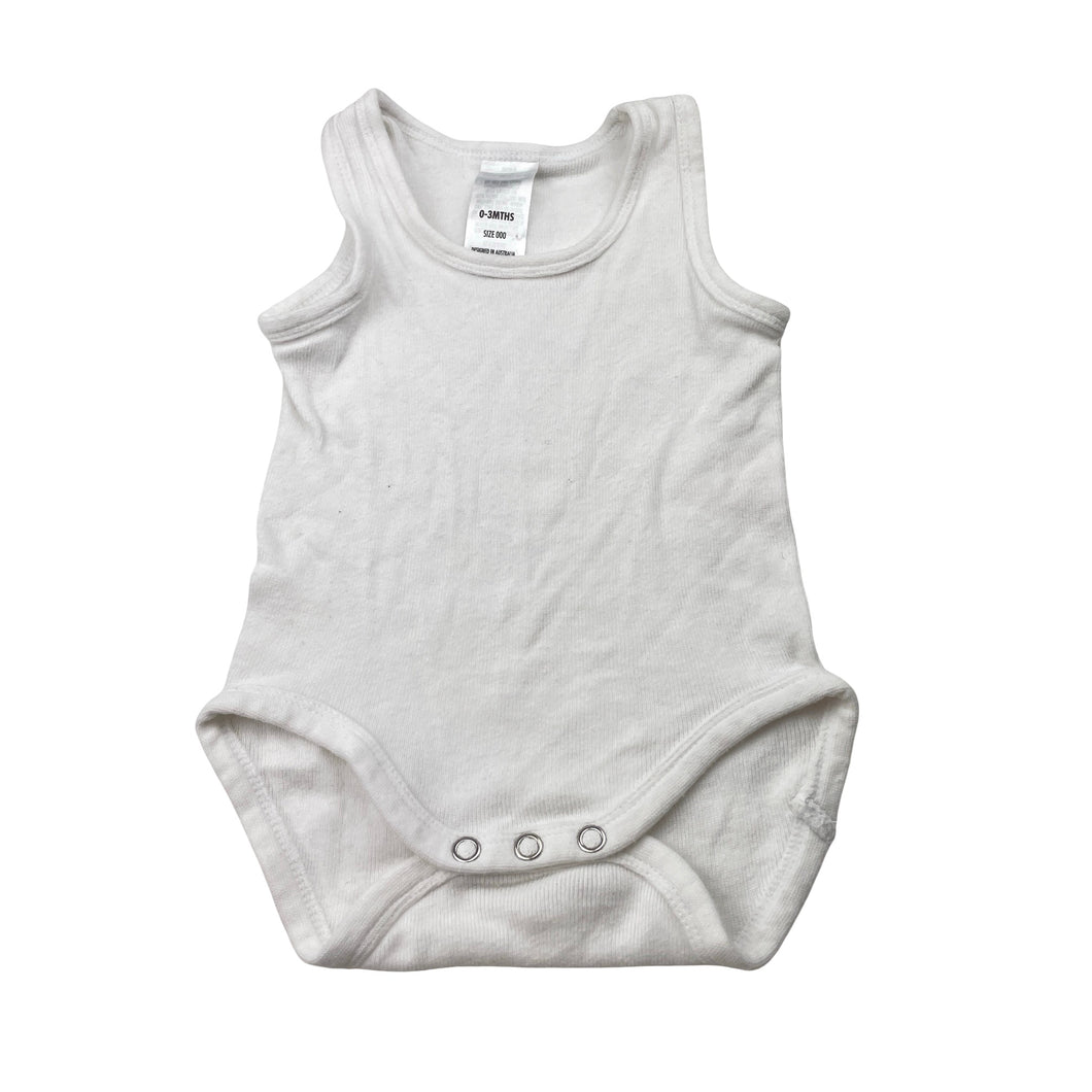 Unisex BONDS, white cotton singletsuit romper, EUC, size 000,  