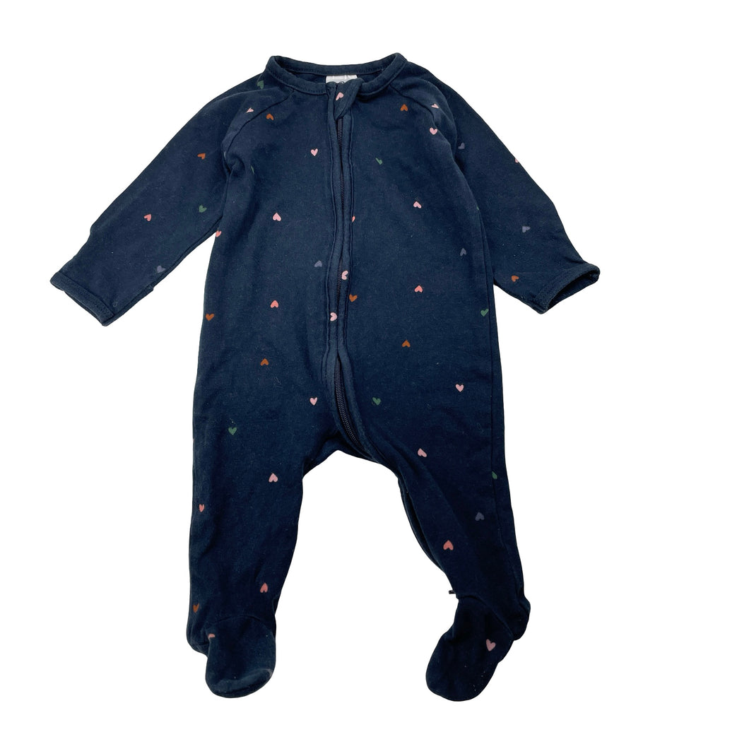 Girls Target, navy stretchy zip coverall / romper, GUC, size 000,  