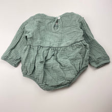 Load image into Gallery viewer, Girls green, ruffle romper, EUC, size 0000,  