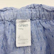 Load image into Gallery viewer, Girls Anko, lightweight cotton pants, elasticated, inside leg: 27cm, GUC, size 2,  