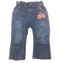 Load image into Gallery viewer, Mother Care blue denim jeans, adjustable waist, 9-12 months, size 0, Pre-loved