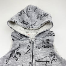 Load image into Gallery viewer, Boys TILT, fleece-lined hooded vest, dinosaurs, no labels, armpit-armpit: 30.5cm, FUC, size 3-4,  