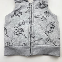 Load image into Gallery viewer, Boys TILT, fleece-lined hooded vest, dinosaurs, no labels, armpit-armpit: 30.5cm, FUC, size 3-4,  