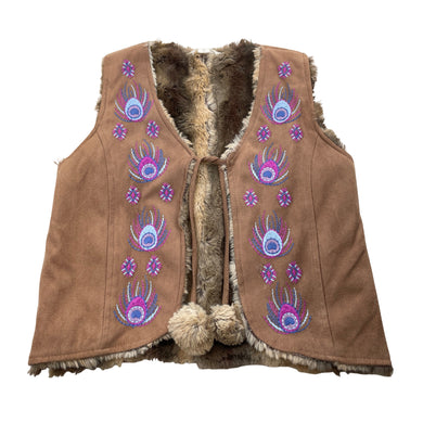 Girls Pumpkin Patch, embroidered faux suede vest, EUC, size 8,  