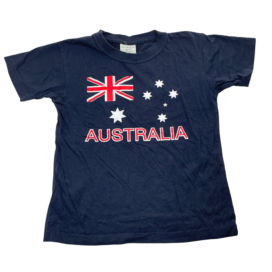 Unisex Oz Designs, navy cotton tee / top, Australia, EUC, size 10,  