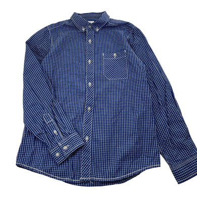 Boys Target, blue check cotton long sleeve shirt, EUC, size 9,  