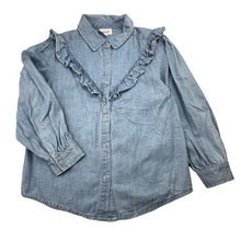 Load image into Gallery viewer, Girls Seed, chambray cotton long sleeve shirt, poppers, GUC, size 6,  