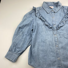 Load image into Gallery viewer, Girls Seed, chambray cotton long sleeve shirt, poppers, GUC, size 6,  