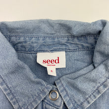 Load image into Gallery viewer, Girls Seed, chambray cotton long sleeve shirt, poppers, GUC, size 6,  