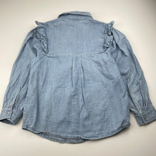 Load image into Gallery viewer, Girls Seed, chambray cotton long sleeve shirt, poppers, GUC, size 6,  