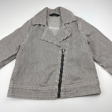 Load image into Gallery viewer, Girls George, striped stretch denim jacket, EUC, size 5-6,  