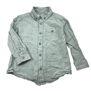 Boys Target, green linen / cotton long sleeve shirt, EUC, size 4,  
