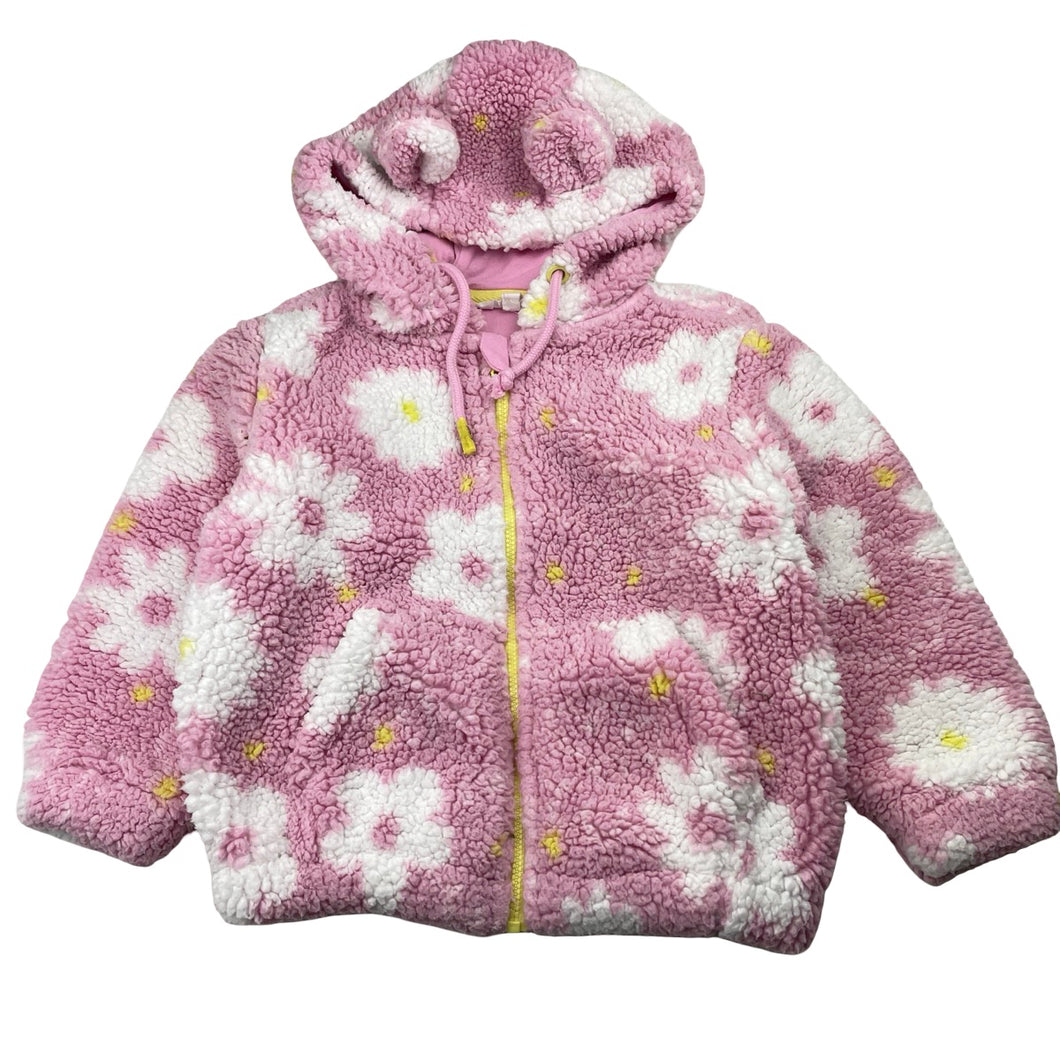 Girls Milkshake, lined floral fleece hooded jacket, GUC, size 4,  