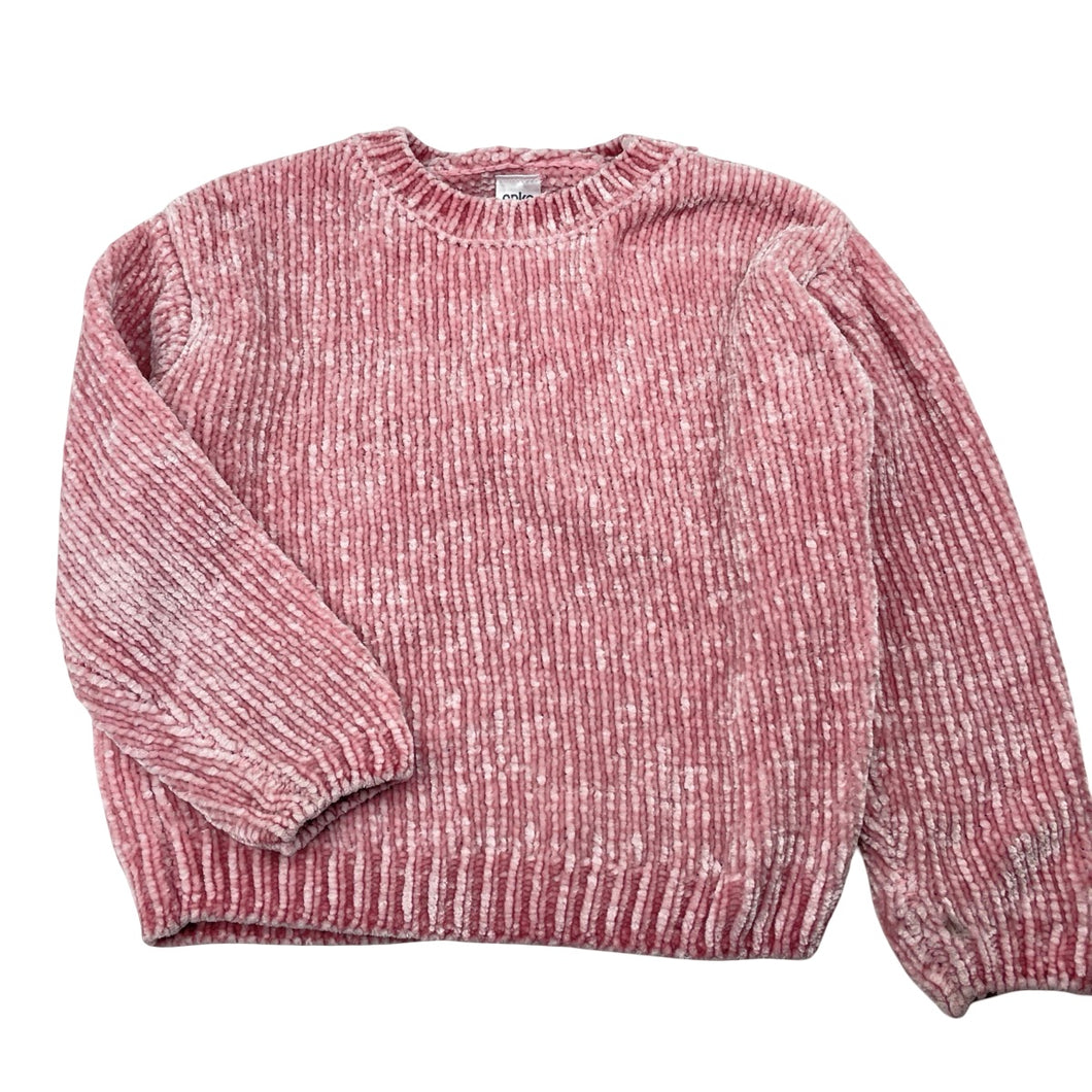 Girls Anko, pink chenille sweater / jumper (mark left sleeve), FUC, size 6,  