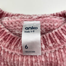 Load image into Gallery viewer, Girls Anko, pink chenille sweater / jumper (mark left sleeve), FUC, size 6,  