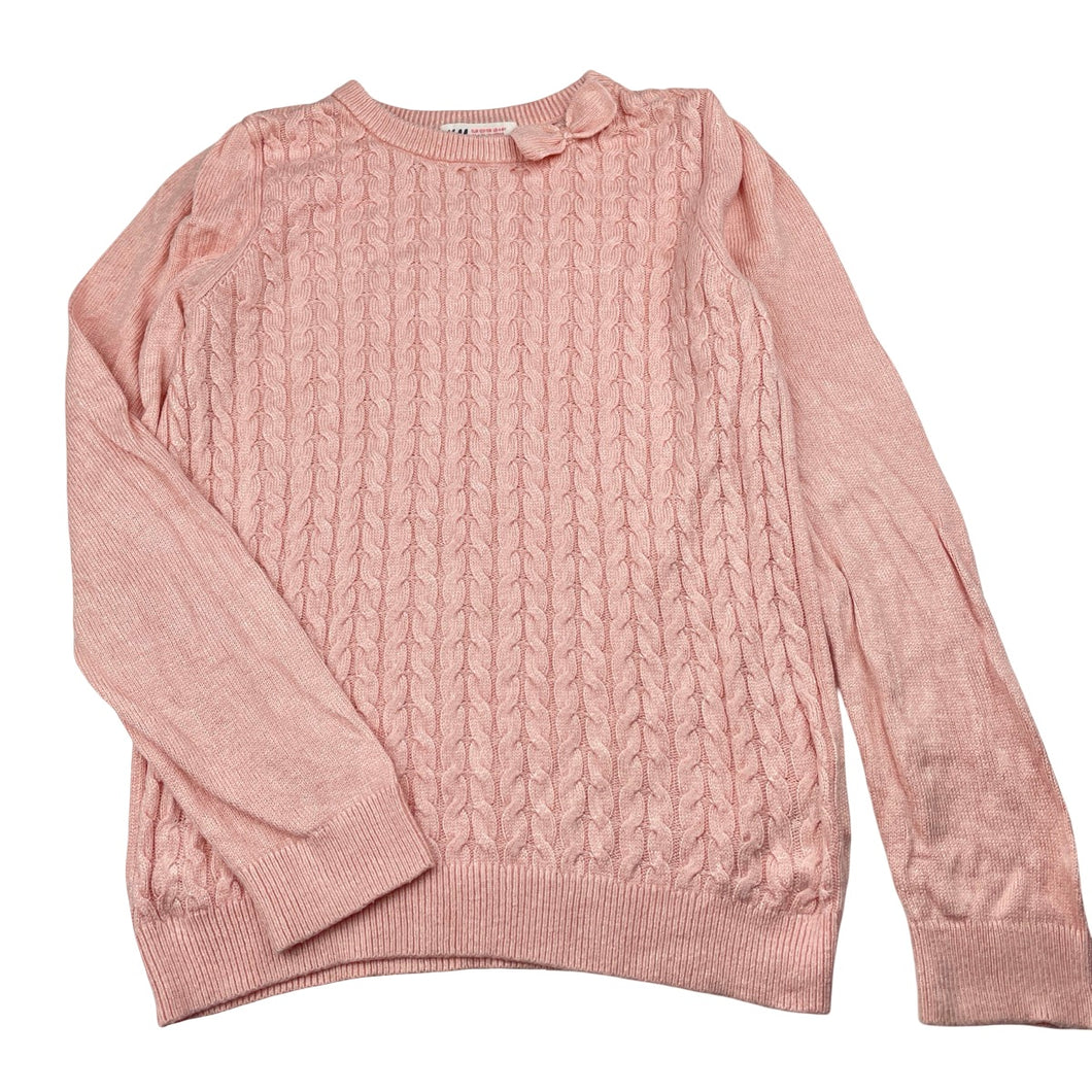 Girls H&M, pink cable knit sweater / jumper, EUC, size 7-8,  