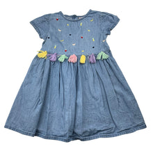Load image into Gallery viewer, Girls Sprout, embroidered chambray cotton dress, FUC, size 2, L: 48cm