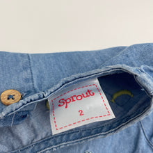 Load image into Gallery viewer, Girls Sprout, embroidered chambray cotton dress, FUC, size 2, L: 48cm