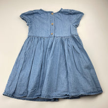 Load image into Gallery viewer, Girls Sprout, embroidered chambray cotton dress, FUC, size 2, L: 48cm