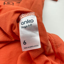 Load image into Gallery viewer, Boys Anko, orange cotton tee / top, skateboards, GUC, size 6,  
