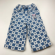 Load image into Gallery viewer, Girls Disney, Minnie Mouse denim pants, elasticated, EUC, size 1,  