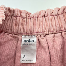 Load image into Gallery viewer, Girls Anko, pink corduroy cotton skirt, elasticated, FUC, size 7,  