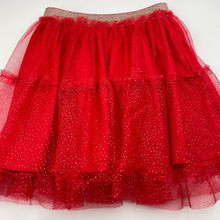 Load image into Gallery viewer, Girls Anko, lined red tulle &amp; gold glitter skirt, elasticated, GUC, size 7,  