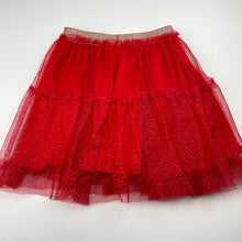 Load image into Gallery viewer, Girls Anko, lined red tulle &amp; gold glitter skirt, elasticated, GUC, size 7,  