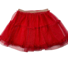 Load image into Gallery viewer, Girls Anko, lined red tulle &amp; gold glitter skirt, elasticated, GUC, size 5,  
