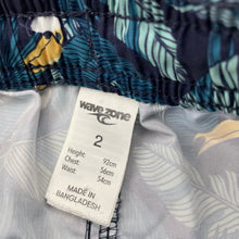 Load image into Gallery viewer, Boys Wave Zone, lightweight board shorts, elasticated, GUC, size 2,  